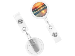 Suporte Crachá Retrátil Resistente, Suporte Crachá Retrátil Com Estampa Pôr Do Sol, Suporte Crachá Retrátil Resistente