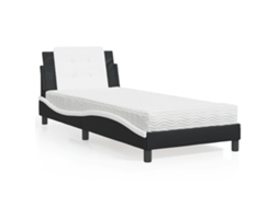 Vidaxl Estrutura De Cama Sem Colchão Zadar 90x190 Cm Couro Artificial Preto E Branco