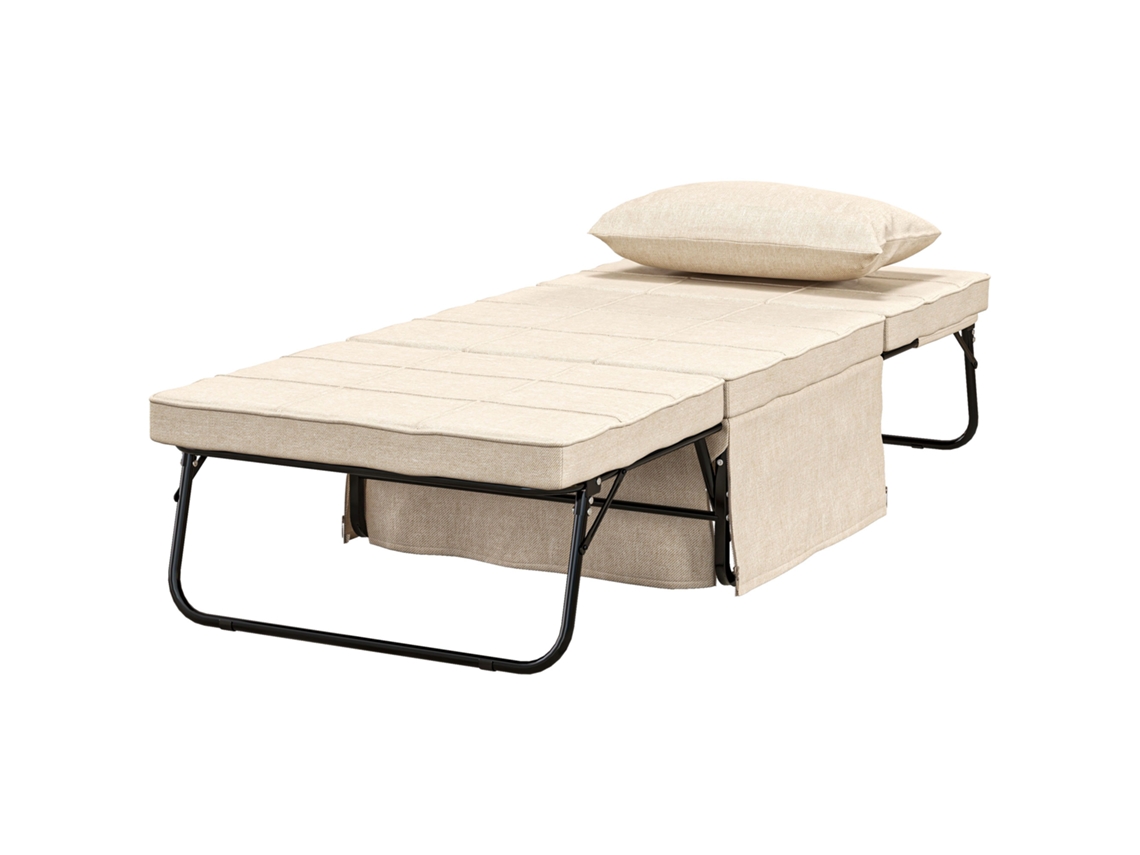 Sofá cama Estofado Linho MARCA, 75x80x74 cm, encosto ajustável, almofada acolchoada