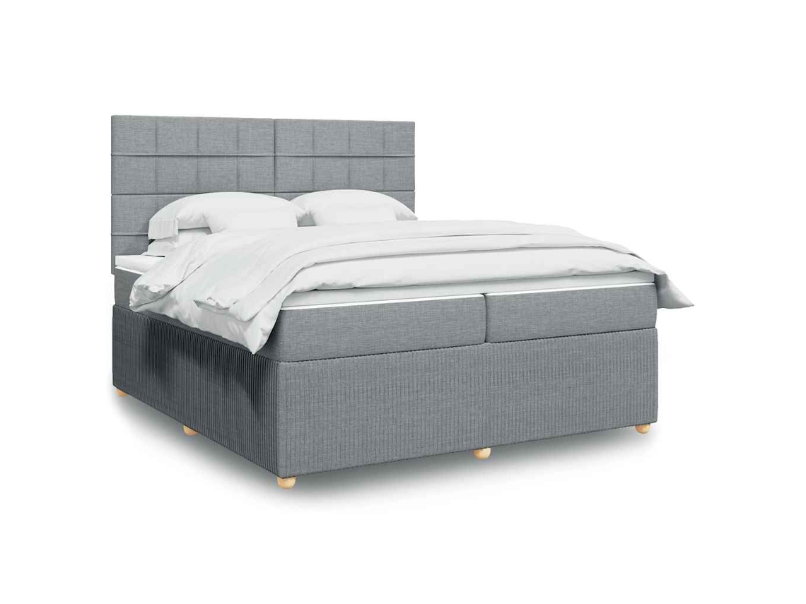Vidaxl Cama Com Molas/colchão 200x200 Cm Tecido Cinza-claro