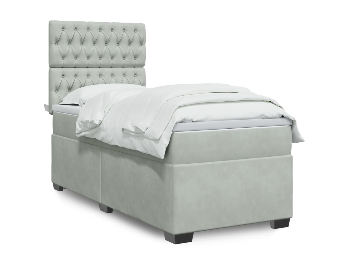 Vidaxl Cama Com Molas/colchão 90x190 Cm Veludo Cinza-claro