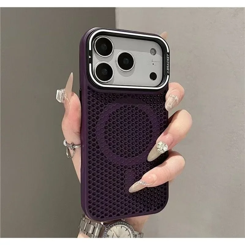 Capa Protetora Com Suporte Para Câmera E Dissipação De Calor Para Iphone 13 Pro (roxo Escuro), Compatível Com Carregamento Sem Fio.