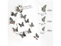 Conjunto de 12 adesivos de borboleta vazados 4D para decoração de parede, ideais para casamentos, festas e quartos infantis, cor prata.