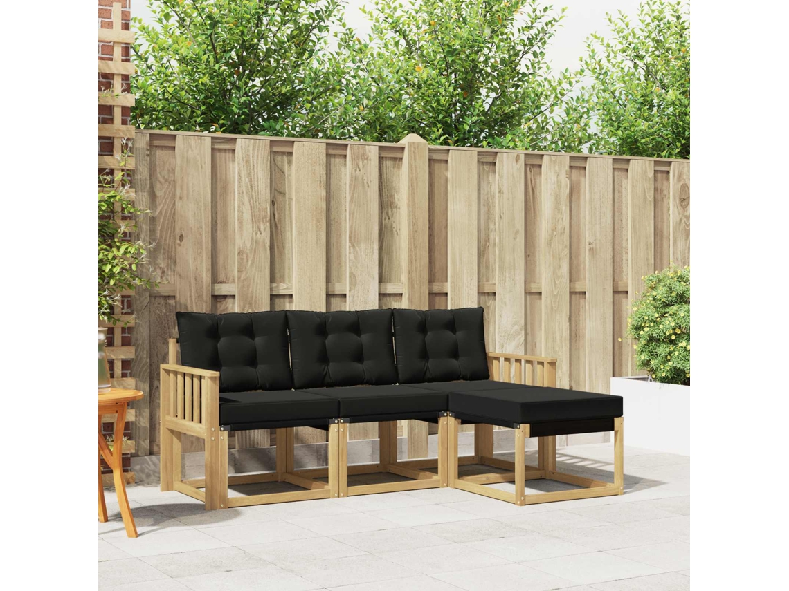 Vidaxl Conjunto De Sofás Para Exterior 4 Unid. Branco E Preto
