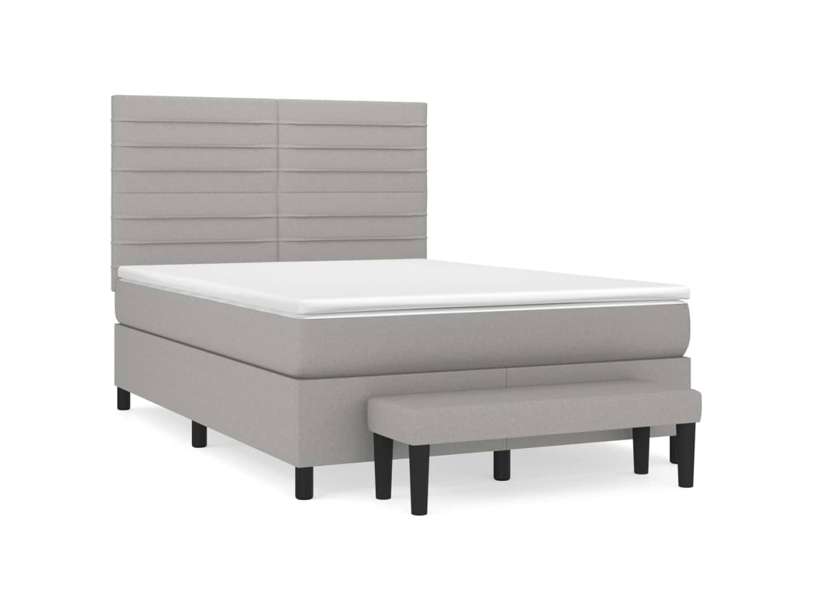 Cama com Molas e Colchão Tecido Cinzento Claro MAISON EXCLUSIVE (140x200 cm)