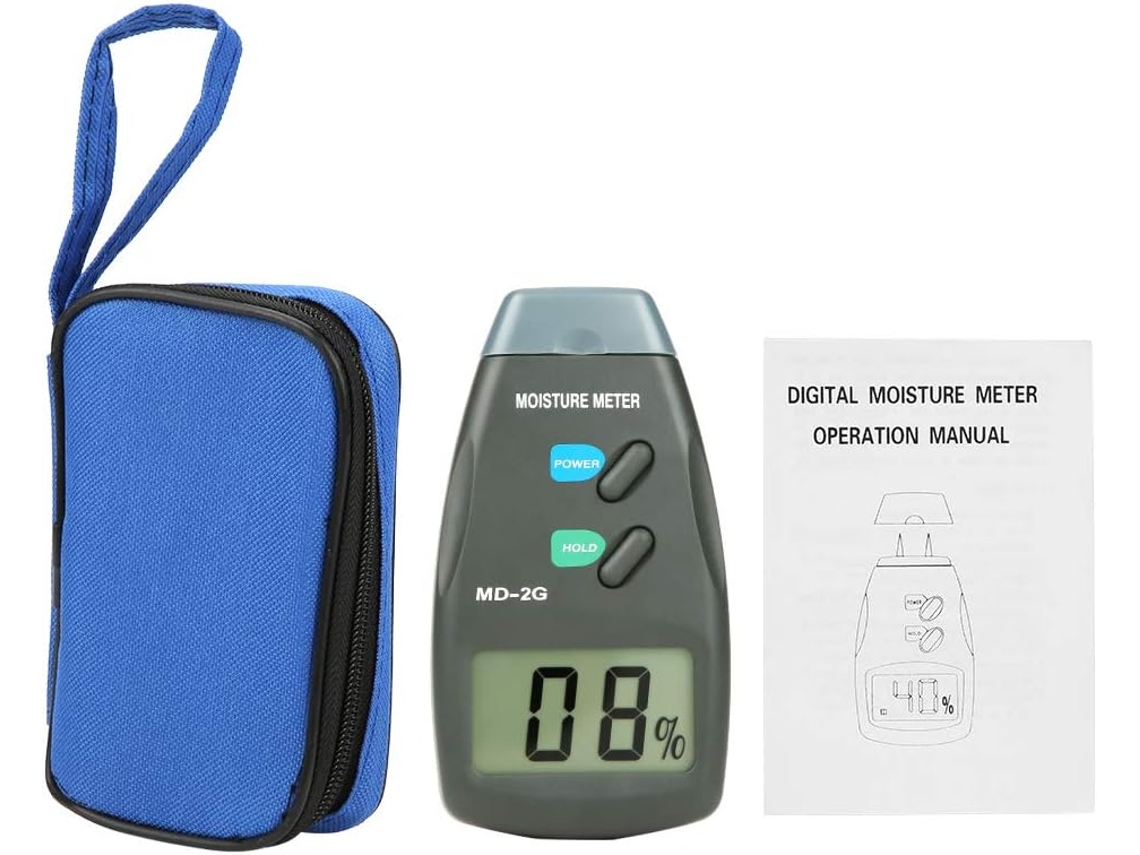 Md-2g Medidor De Umidade Digital De Madeira Com 2 Terminais E Visor Lcd - Higrômetro E Detector De Umidade