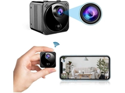 Mini câmera de segurança WiFi, 1080P HD, com detecção de movimento de visão noturna (preta)