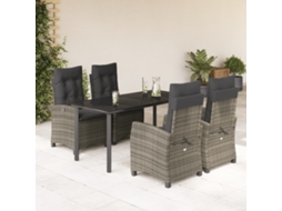 Conjunto 5 Peças Jantar P/ Jardim C/ Almofadões Vime Pe Cinza Dkd Home Decor