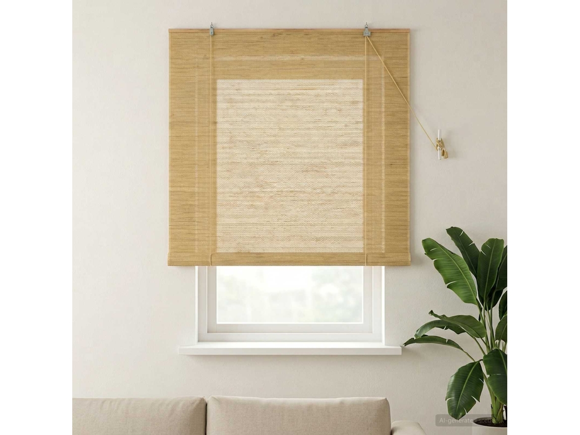Vidaxl Estores De Rolo Natural 140 X 160 Cm Bambu