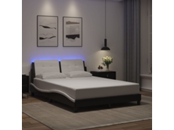 Vidaxl Estrutura De Cama Com Led Sem Colchão Zadar 120x200cm Preto/branco