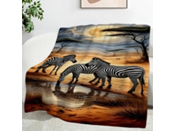 Manta Desert Blanket com Estampa de Zebra 180x200 Cm Flanela Macia e Aconchegante Multifuncional para Escrit