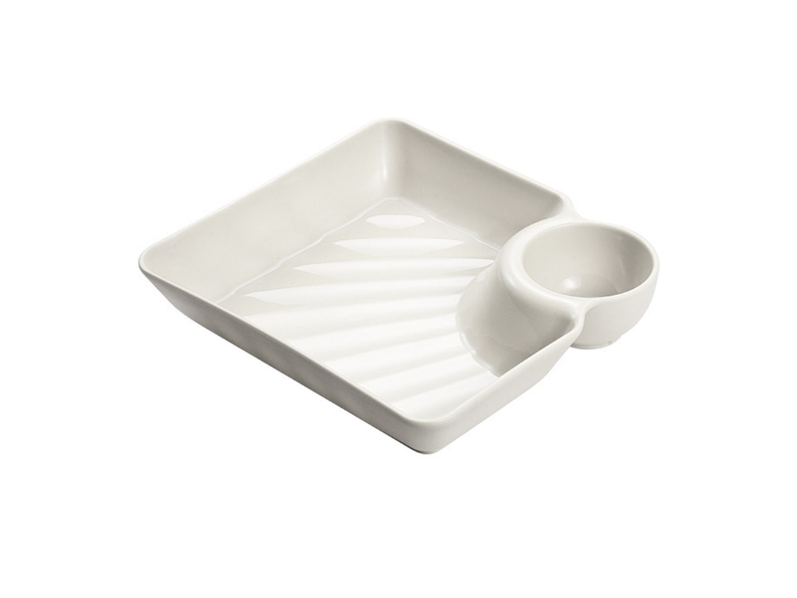 Prato para bolinhos com taça de molho 7.2 polegadas Bandeja dividida para sushi e petiscos | S/MARCA