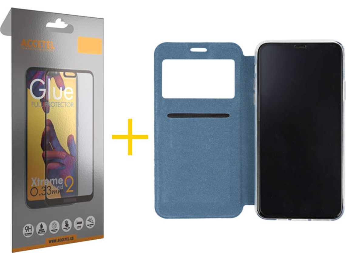 Kit Capa + Película de Vidro Full iPhone 11 Pro Skyhe Gandy Flip Azul