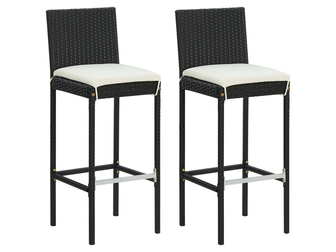 Bar Stool, Bar Stools Vidaxl Preto Rattan / Vime (n/a)