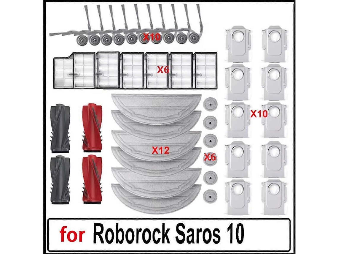 For Saros 10 Accessories Main Roller Side Brush Hepa Filters Mop Cloth Dust Bag Robot Vacuum Cleane
