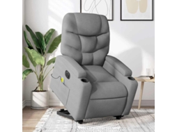 Vidaxl Poltrona Elétrica Reclinável Massagens Tecido Cinzento-claro