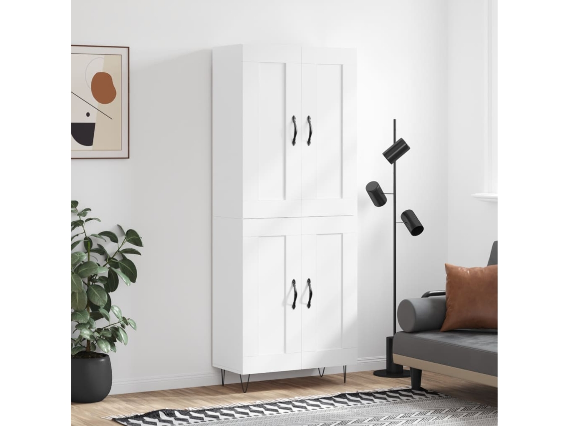 Vidaxl Armário Alto 69,5x34x180 Cm Derivados De Madeira Branco