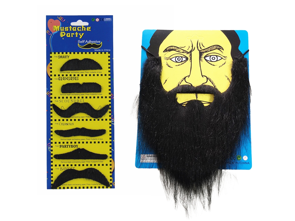 Jogo de Disfarce de Pêlos Faciais para Festa de Fantasia Engraçada de Halloween Bigode Preto Suprimentos para Festas Estilo 3