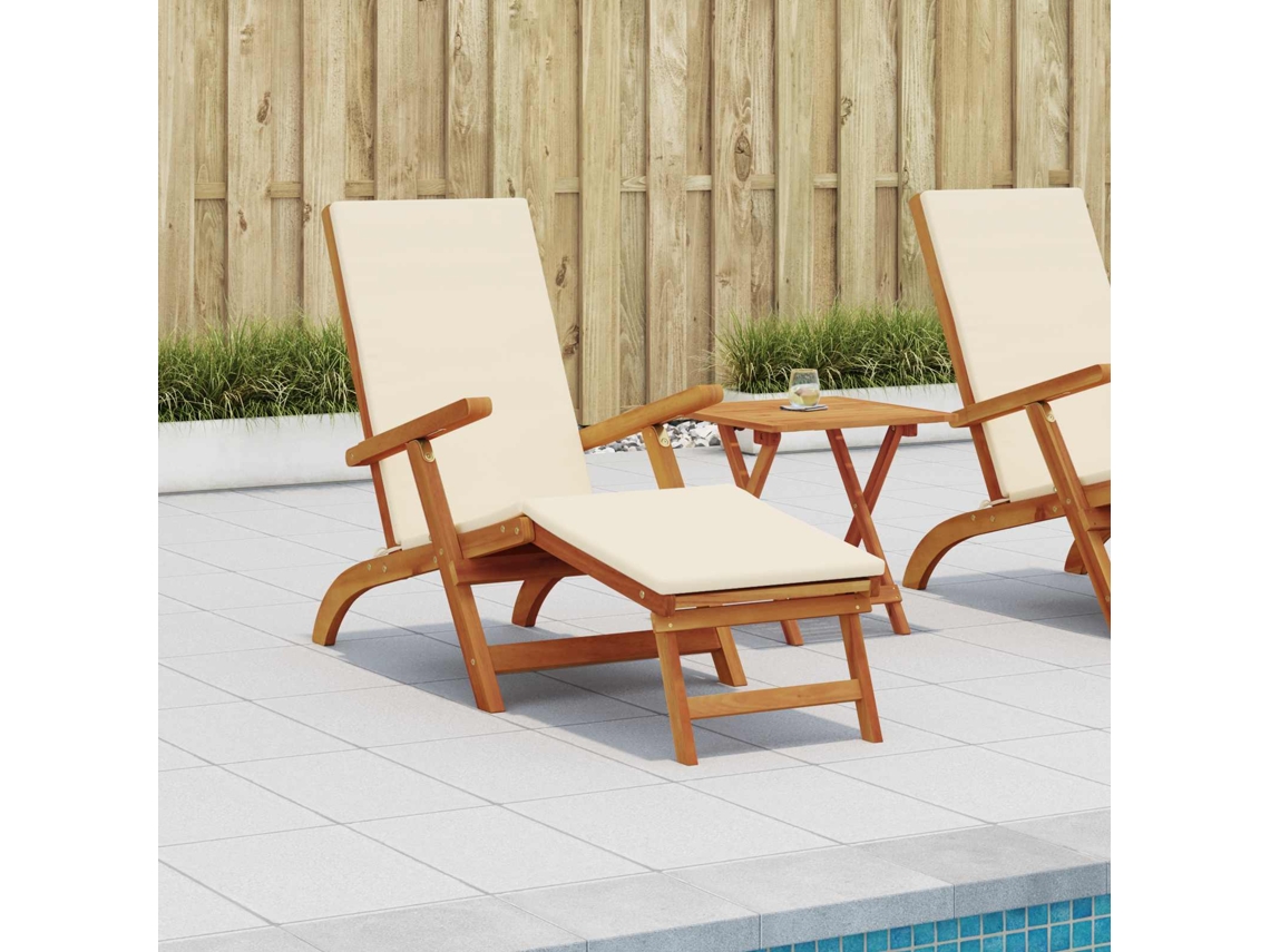 Vidaxl Espreguiçadeira Reclinável E Dobrável 2 Unid. Branco Creme