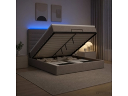 Vidaxl Cama Ottoman Com Colchão E Led Cinzento-acastanhado Tecido