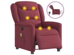 Vidaxl Poltrona Reclinável De Massagens Elétrica Tecido Vermelho Tinto