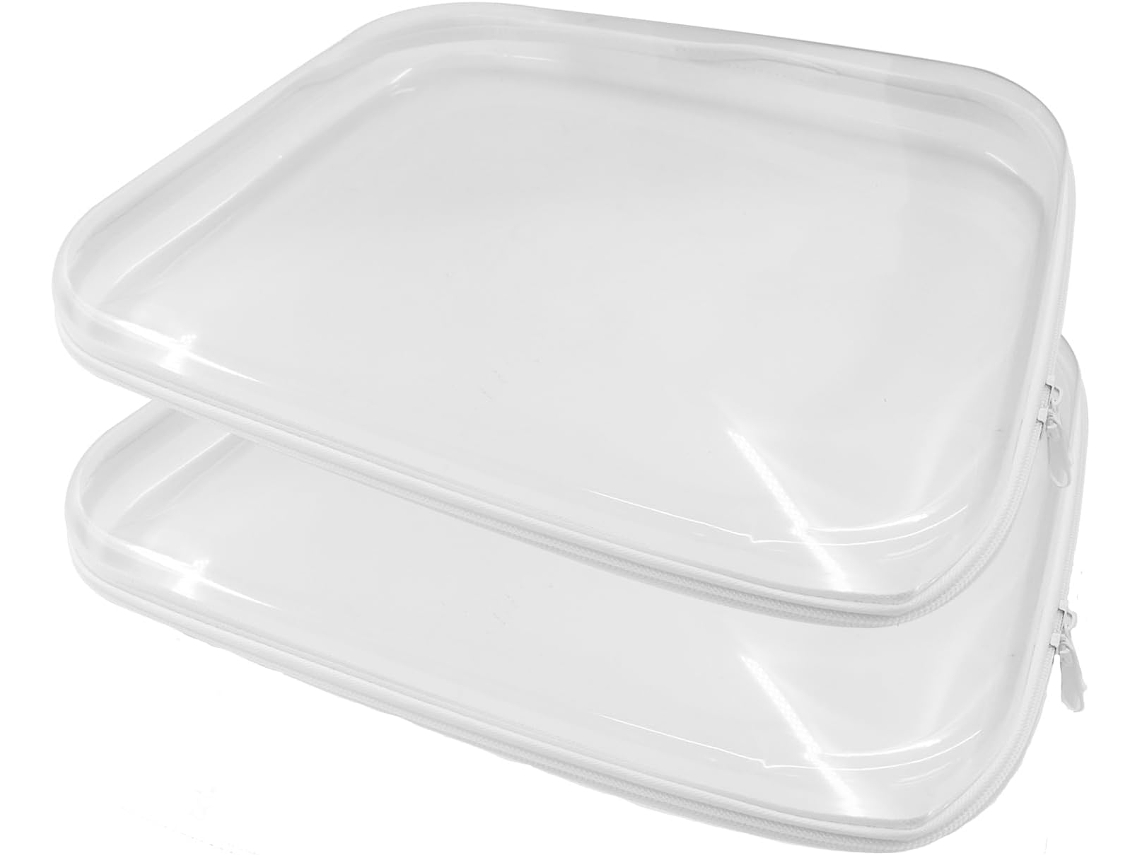 Conjunto Jiozermi Com 2 Nécessaires Transparentes Rígidas Zíper Para Cosméticos Portáteis, Organizadores
