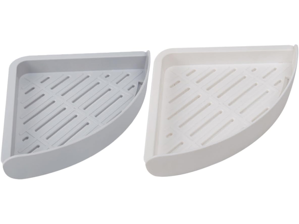 Lurrose Conjunto De 2-prateleiras Canto Para Banheiro, Sem Furos, Organizador De Parede Triangular Para Cozinha E