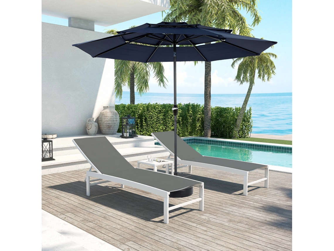 Chapéus De Sol Automático, Guarda-sol De Tripla Camada De 10 Polegadas, Aço E Poliéster, Azul Marinho, Sem Base