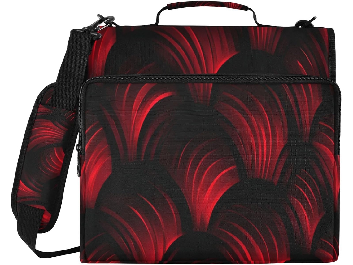 Organizador de 3 argolas Ruby Wave Pasta 1, 5 Polegadas, Preta, Com Alça E De Ombro Removível, Inclui Bolsa Com Ziper