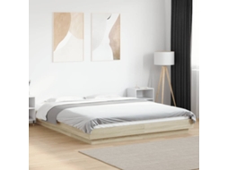 Vidaxl Estrutura Cama C/ Luzes Led Derivados Madeira Carvalho Sonoma