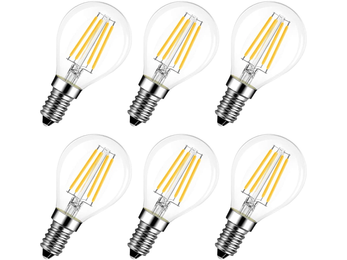 Lâmpada Led, 6 Unidades, Base E14, 4w, 40w, 3000k, Acabamento Branco, Intensidade Regulável, Para Uso Residencial