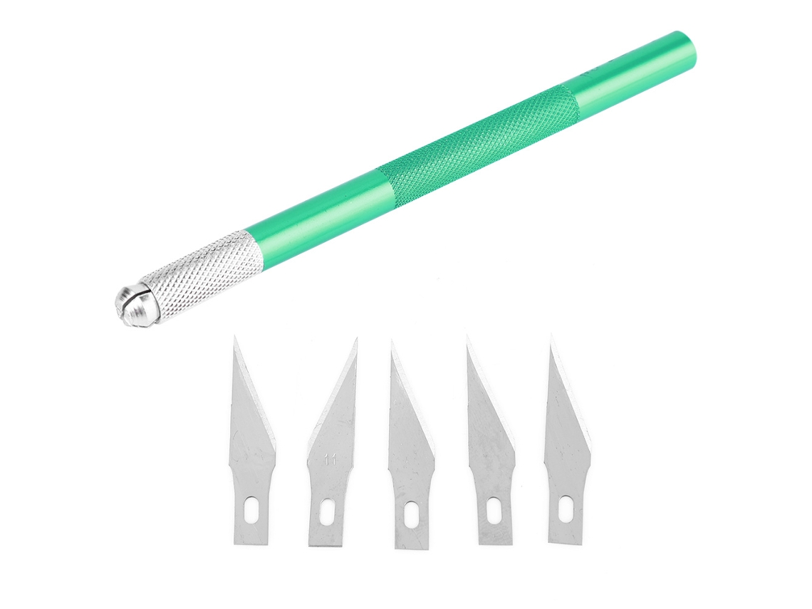 Caneta de Gravura YURU para Metal, Madeira e Papel com 5 Lâminas de Substituição Verde