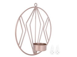 Suporte de Velas Geométrico Redondo Parede Dourado Rosa