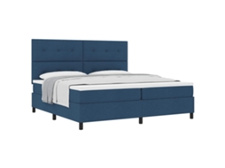 Cama Box com Colchão e Cabeceira Azul 200x200cm Tecido MAISON EXCLUSIVE