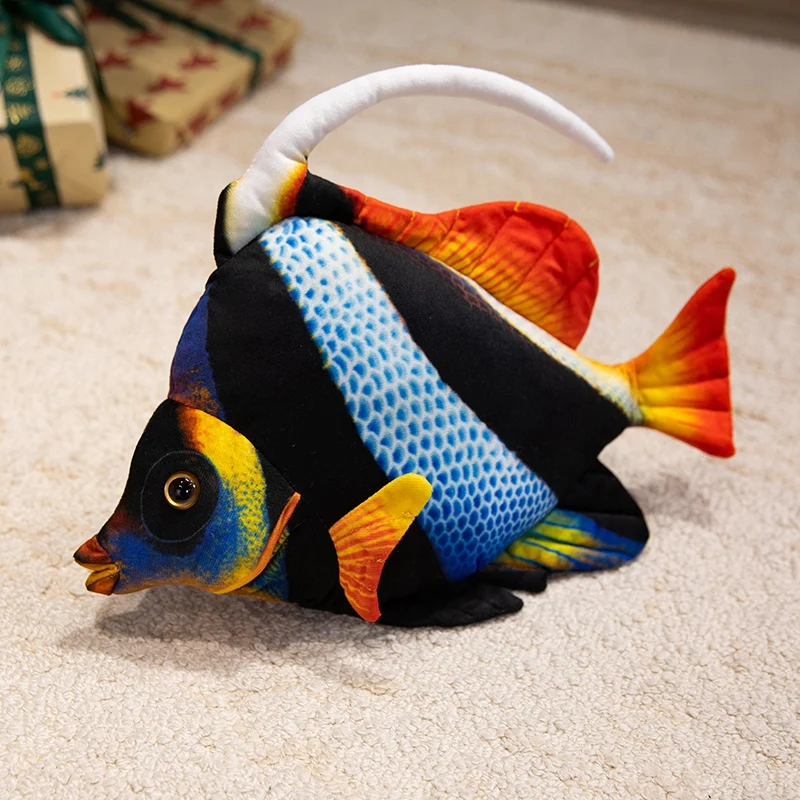 Brinquedo de Pelúcia Realista de Peixe Tropical de 36 Cm. MDUG (azul e Laranja, 36 Cm)