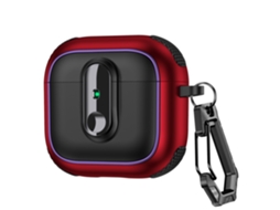 Capa De Silicone Premium Para Airpods4 Com Chaveiro Vermelho Panoona