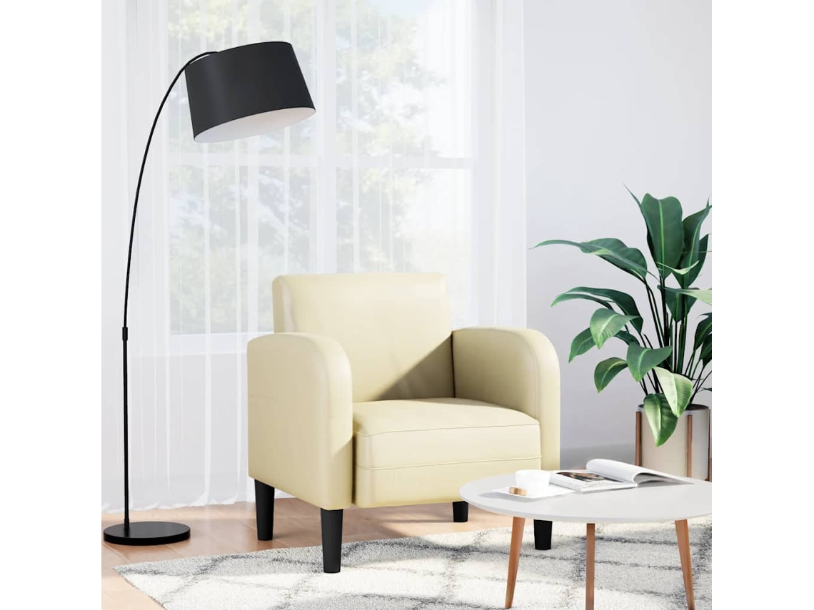 Vidaxl Poltrona Com Apoios De Braços 54 Cm Couro Artificial Creme