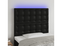 Vidaxl Cabeceira Cama C/ Led Couro Artificial 80x5x118/128 Cm Preto