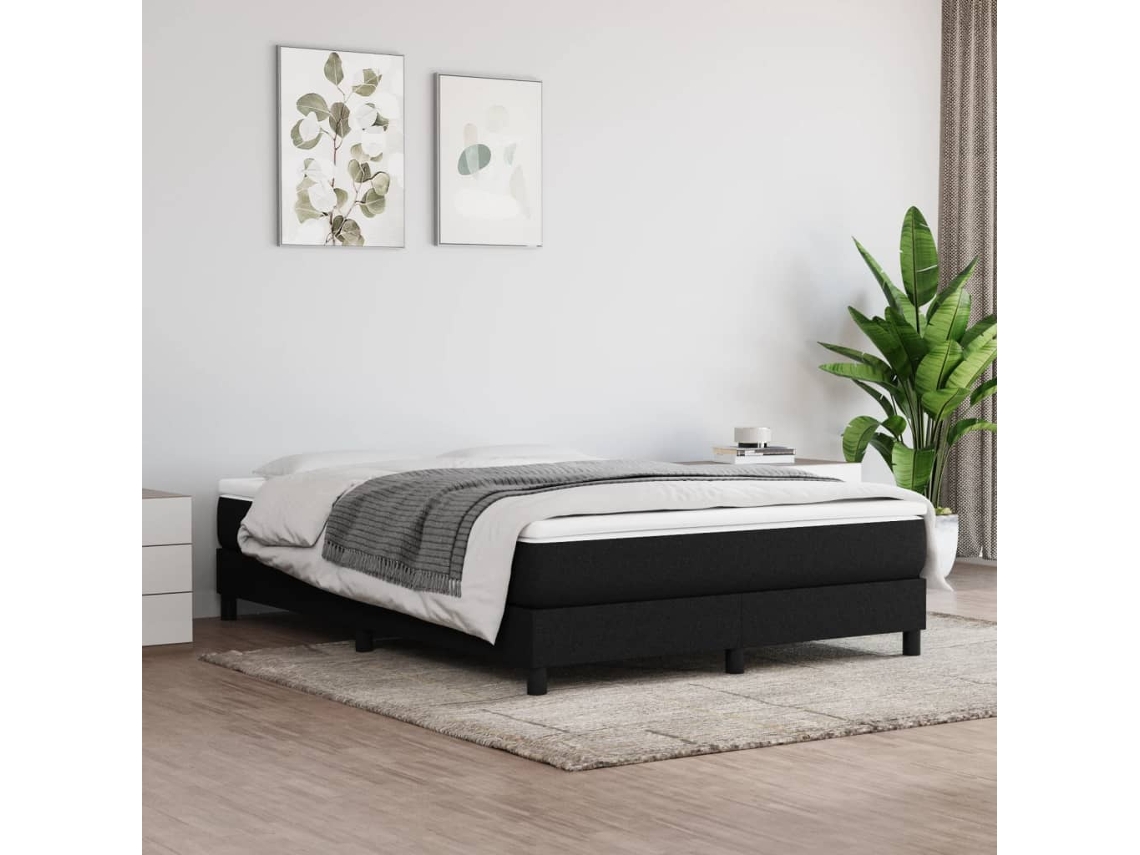 Vidaxl Cama com Molas/colchão 140x190 Cm Tecido Preto