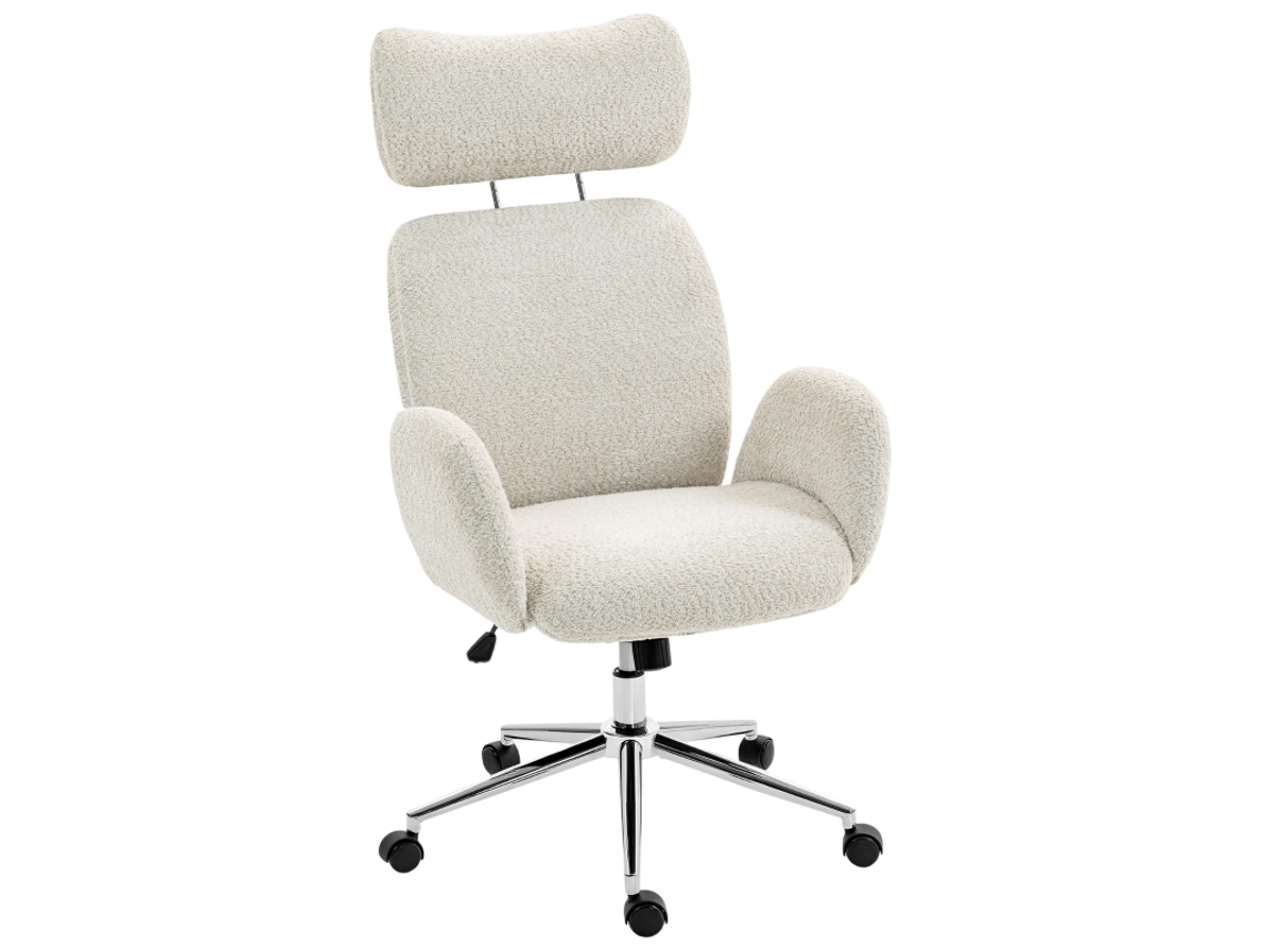 Cadeira Com Apoio Cabeça Ajustável, Balanço – Cinza E Branco