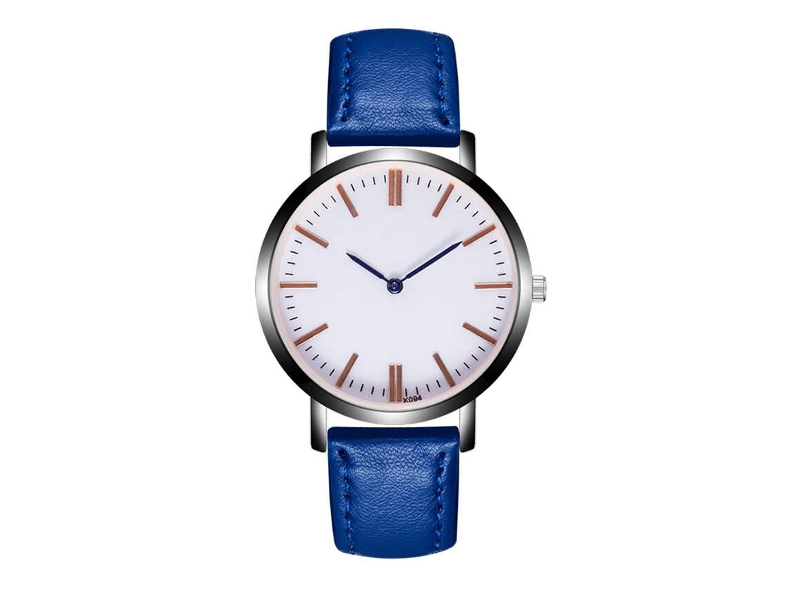 Relógio masculino Zhoulianfa de quartzo com pulseira de couro azul.