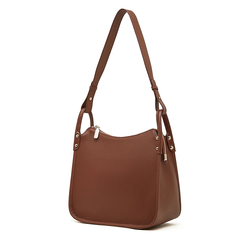 (3255-marrom) Nova Bolsa De Ombro Feminina De Luxo Em Couro Genuíno, Modelo 2026