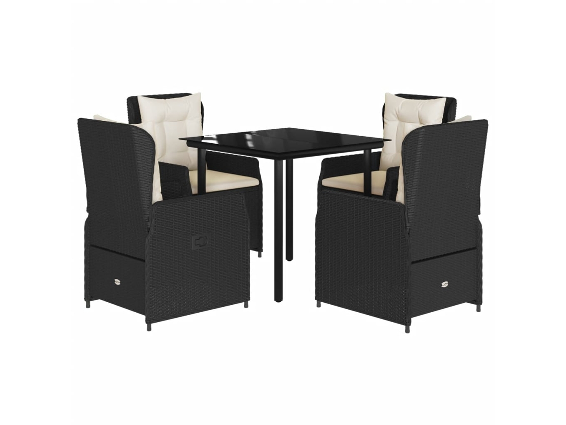 Garden Dining Set, Garden Dining Sets Vidaxl Preto Rattan / Vime (80 X 80 X 74 Cm)