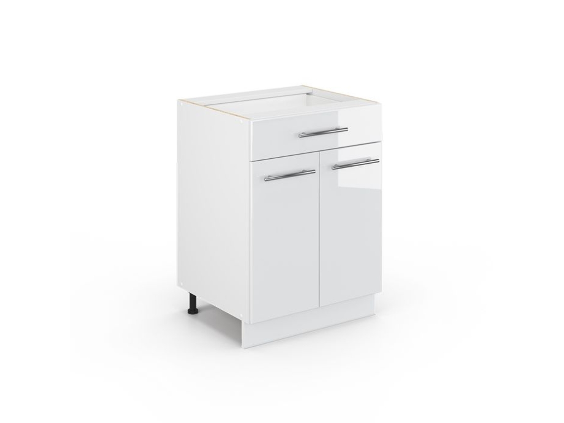 Armário de cozinha Fame-Line, 60 cm com gaveta, sem bancada, branco alto brilho, Vicco