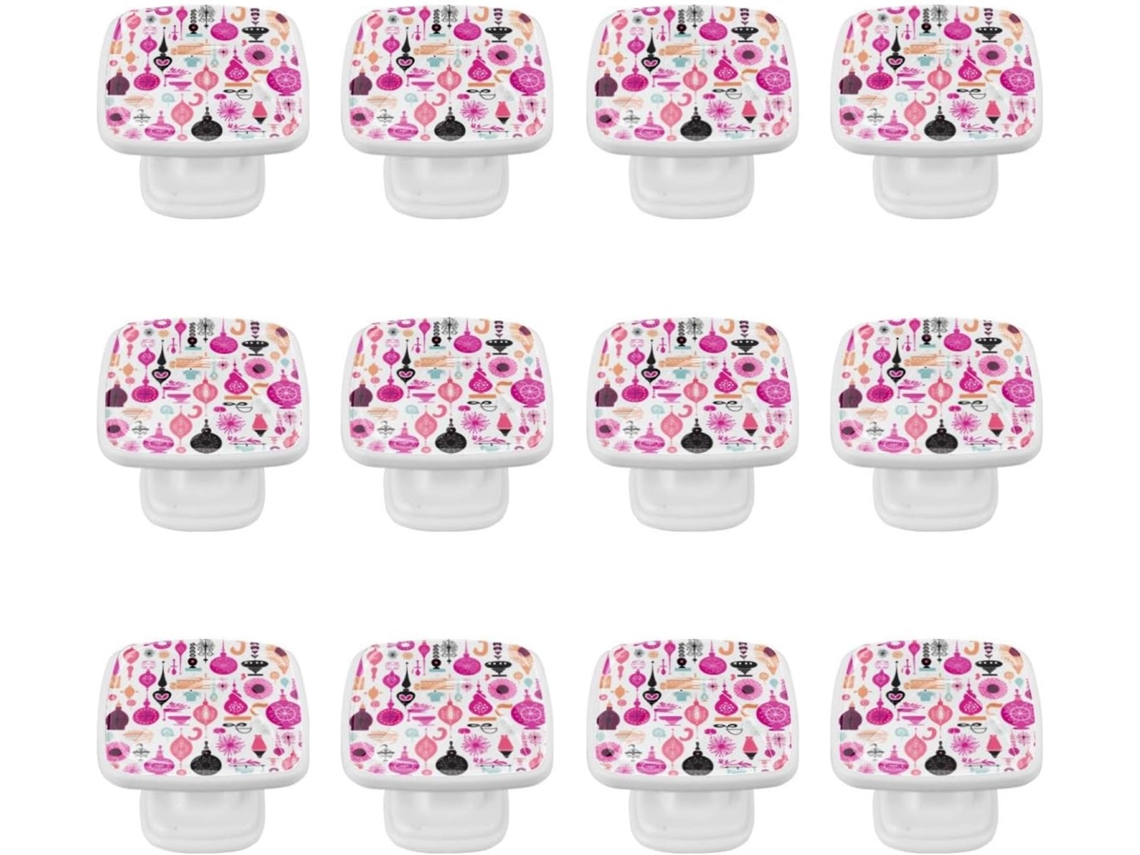Puxadores E Maçanetas Quadradas Para Armários De Cozinha, Conjunto De 12 Peças, Com Design De Frasco Perfume Colorido
