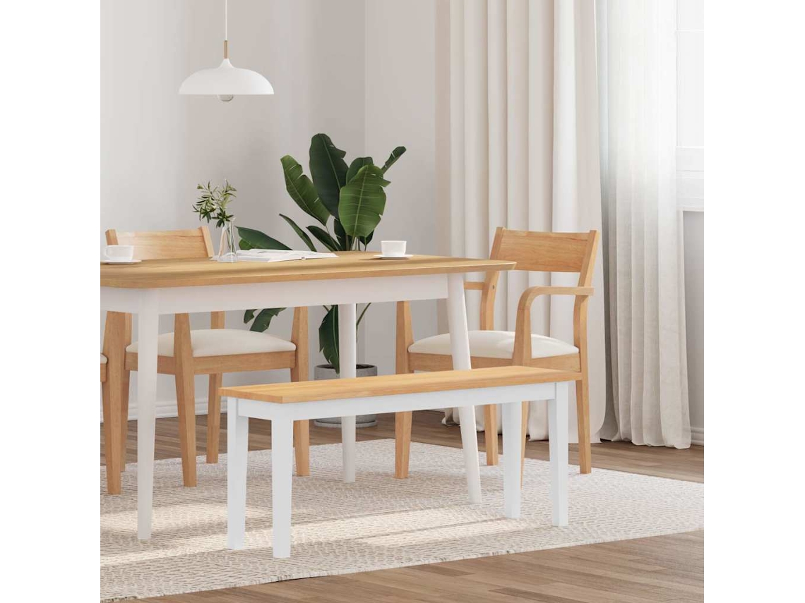 Banco Interior | Banco 110 Cm Madeira Seringueira Maciça Branco