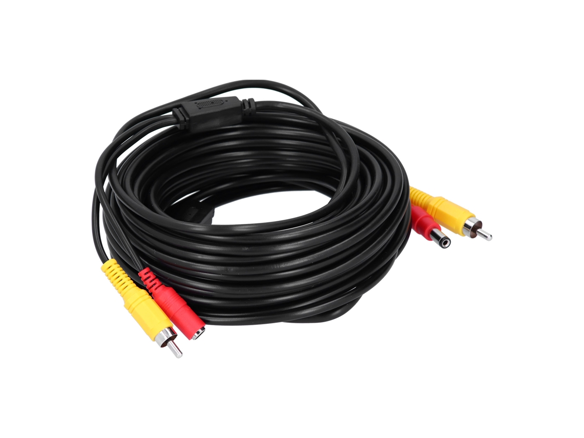 Cabo Cctv Portátil 2 Em 1 Cabo De Vídeo E Alimentação Rca+dc Para Câmera De Vigilância Reprodutor Dvd 15m 49.2ft