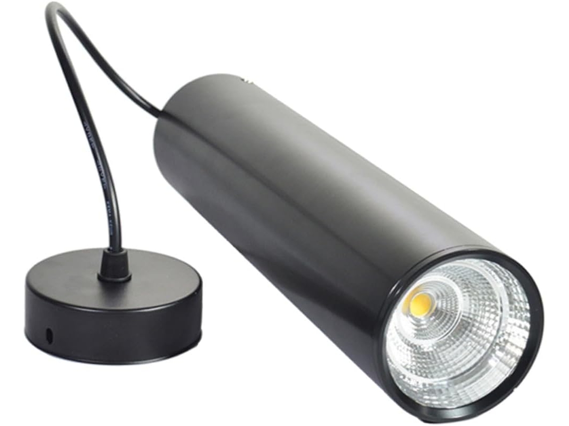 Luminária De Teto Tubular Moderna, 10w, Luz Quente, 75mm De Diâmetro, Preta, Ajustável.