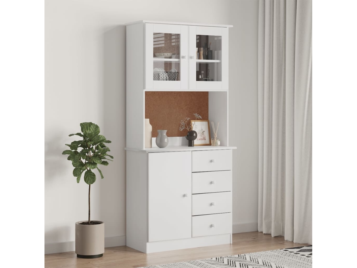 Vidaxl Aparador Alto Alta 77x35x165 Cm Madeira De Pinho Maciça Branco