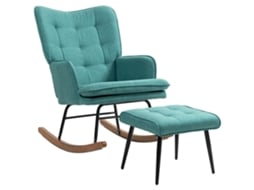 Poltrona Baloiço, Apoio para os Pés, Almofada Acolchoada, Anti Tombo, 64x89x90 Cm, Verde ORBITRA COMMERCE